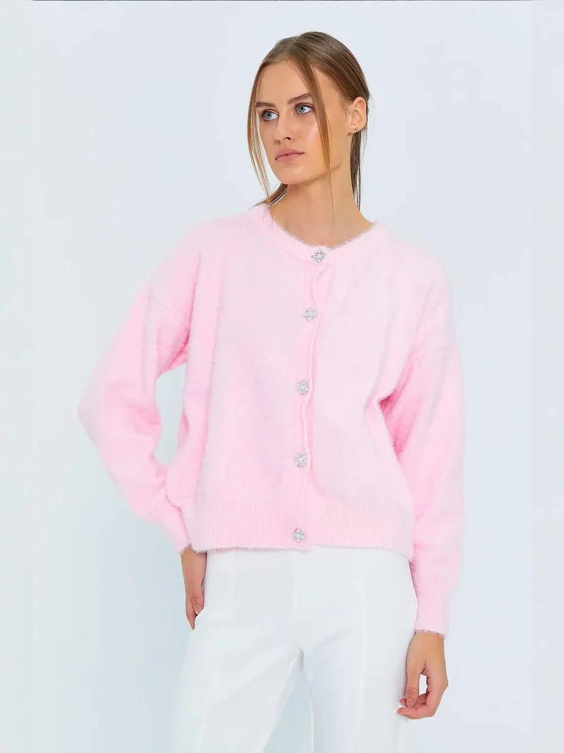 MixRay Mixray Buttoned Oversize Textured Cardigan