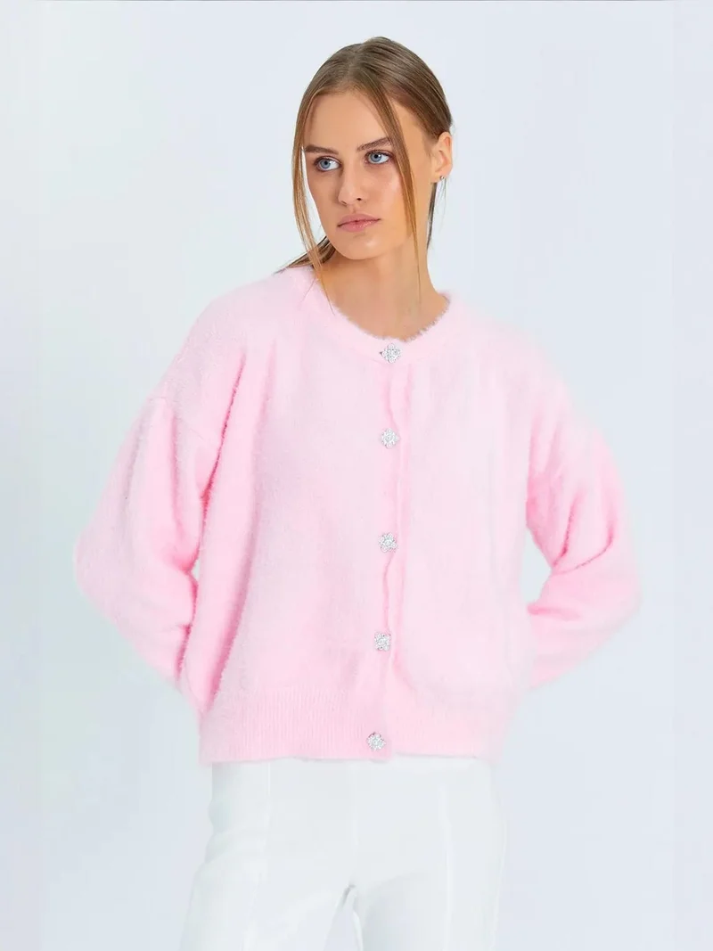 MixRay Mixray Buttoned Oversize Textured Cardigan