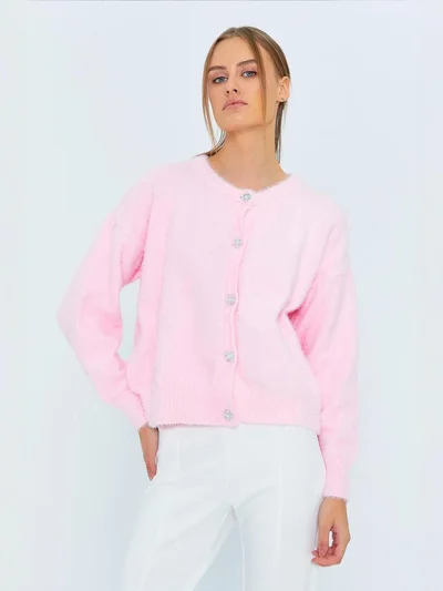MixRay Mixray Buttoned Oversize Textured Cardigan