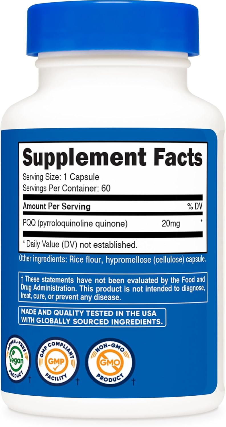 Nutricost PQQ Pyrroloquinoline Quinone 20mg 60 Capsules  Vegetarian Capsules NonGMO Gluten Free - Image 5