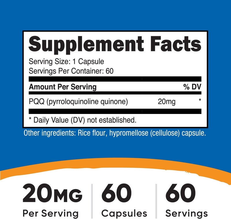 Nutricost PQQ Pyrroloquinoline Quinone 20mg 60 Capsules  Vegetarian Capsules NonGMO Gluten Free - Image 2