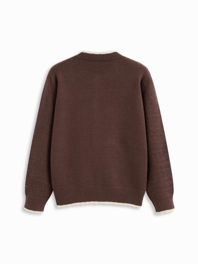 CIDER Cardigan Sweaters for Women Trendy Cute Sweaters Long Sleeve Crew Neck Heart Print Cardigans Spring Fall Outfits: Brown, L - Image 5