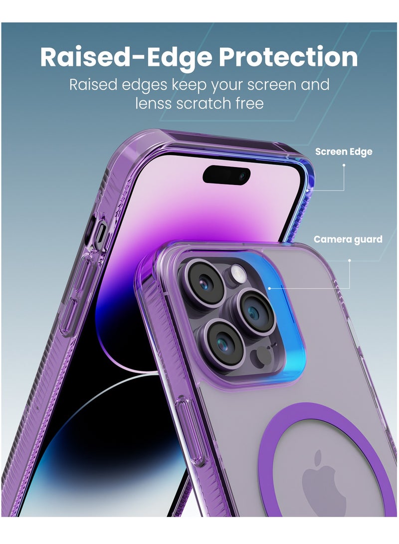 Moxedo حافظة موكسييدو المغناطيسية الواقية 360 حماية حافظة شفافة صلبة مع مغناطيسات قوية مدمجة متوافقة مع Magnetic Safe مصممة لـ iPhone 14 Pro 6.1 بوصة (بنفسجي) - Image 4