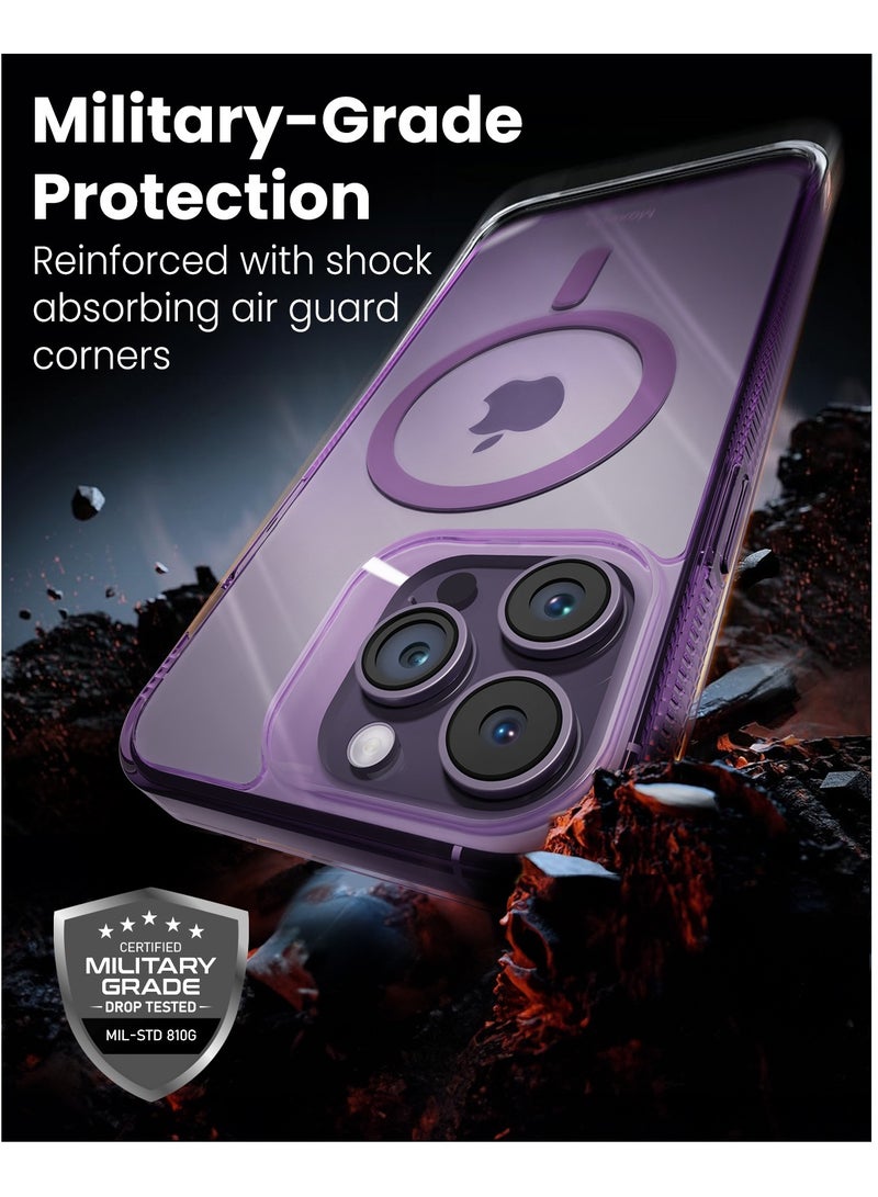 Moxedo حافظة موكسييدو المغناطيسية الواقية 360 حماية حافظة شفافة صلبة مع مغناطيسات قوية مدمجة متوافقة مع Magnetic Safe مصممة لـ iPhone 14 Pro 6.1 بوصة (بنفسجي) - Image 5