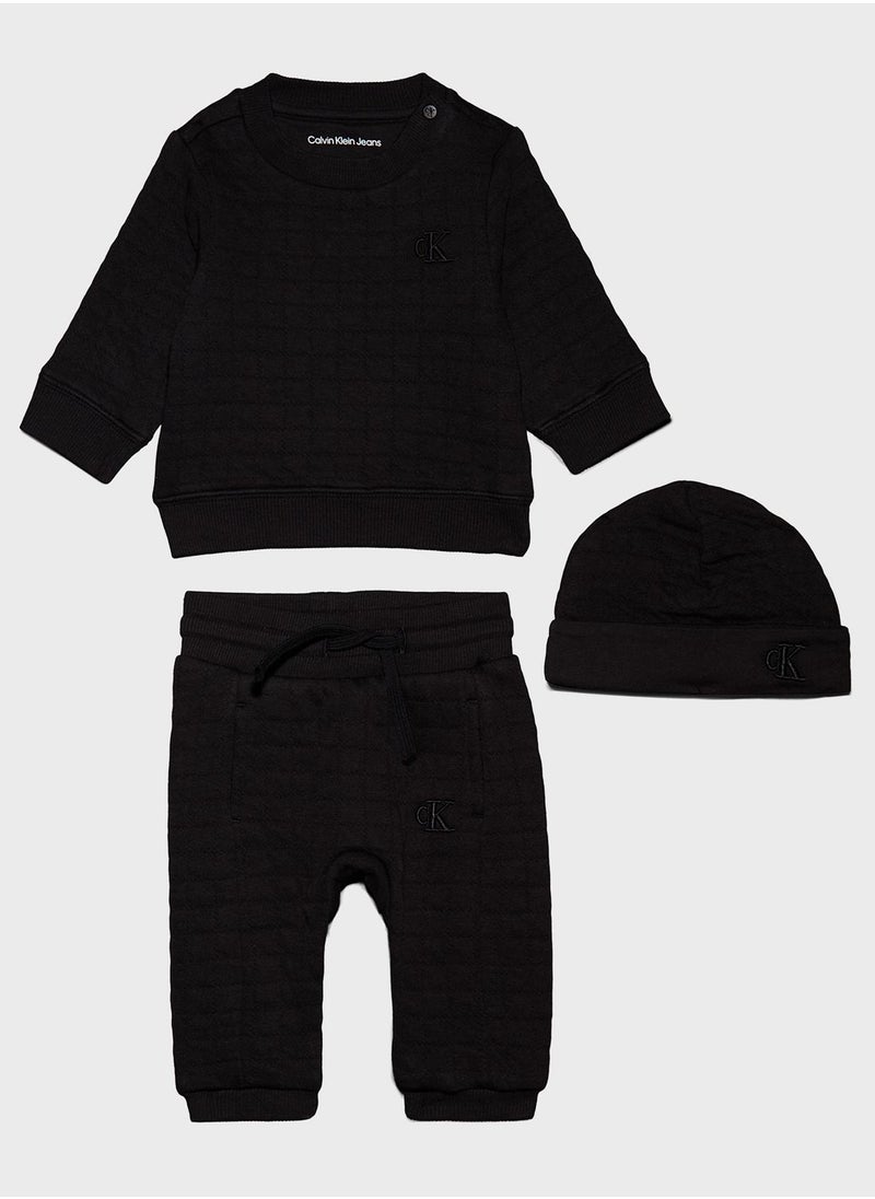 Calvin Klein Jeans Infant Logo Quilted Beanie Gift Pack  - Image 1