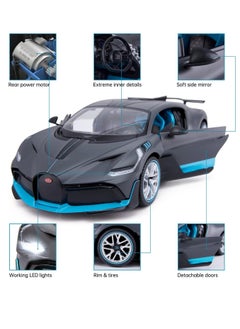 راستار سيارات التحكم عن بعد بمقياس 1/14 مرخصة رسميًا من سلسلة RC Bugatti Divo، لعبة هواية سباق رياضية كهربائية نموذج سيارة للأولاد والبنات المراهقين والكبار هدية - رمادي  - Image 2