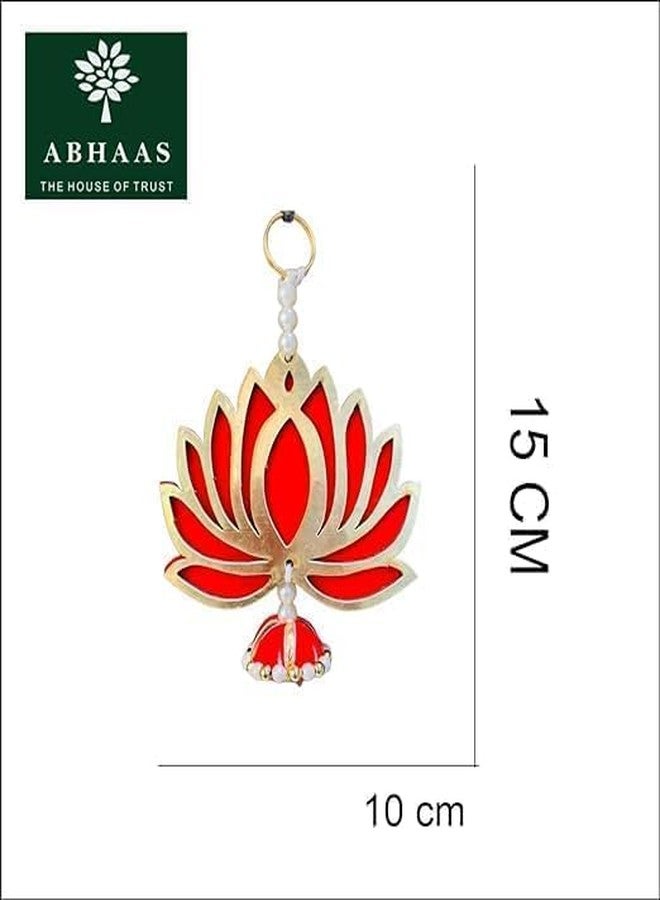 Abhaas 5Pcs Handmade Artificial Lotus Garland with Jhumka Style Traditional Decor for Diwali, Wedding. Festivals and Occasions (Set of 5) (Red Jhumka -5PCS) - Image 4