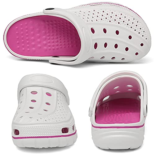 ChayChax Men's and Women's Arch Support Clogs Garden Shoes Slip-on Outdoor Beach Slippers with Removable Cushion Footbed, White, 6-7 Women/5-6 Men - Image 3