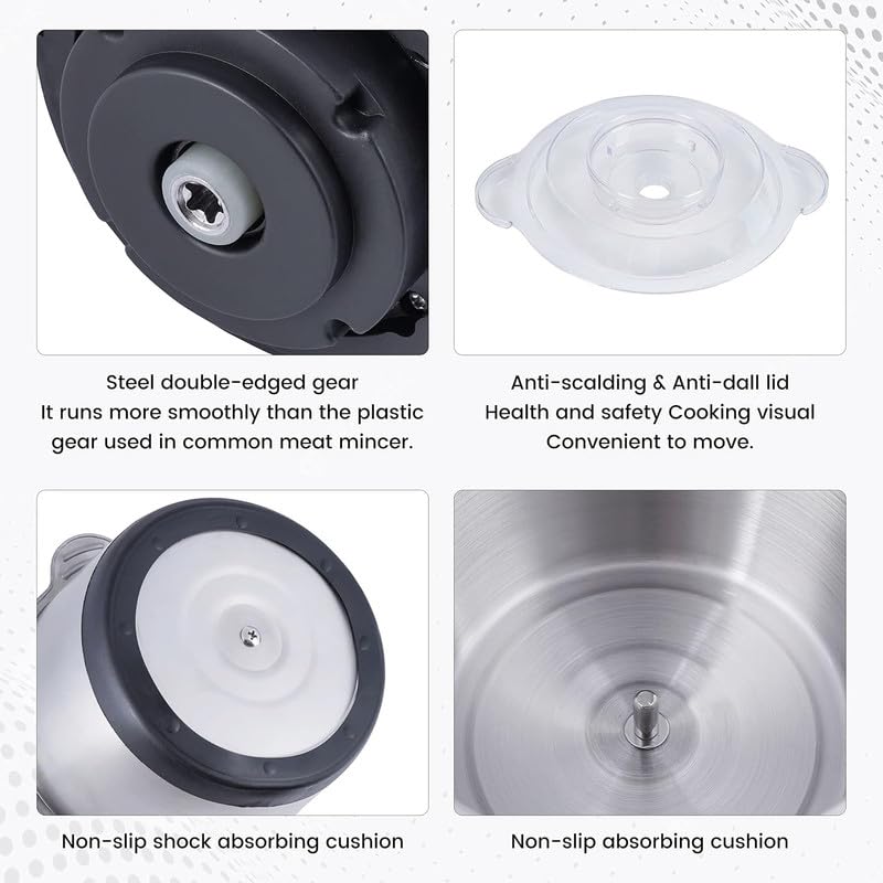 Skytone Electric Chopper, Meat Chopper With Stainless Steel Bowl Heavy 700W Motor 2 Speed Modes For Kitchen Food Processor, Meat, Vegetables, Onion, Mince (2L) - Image 3