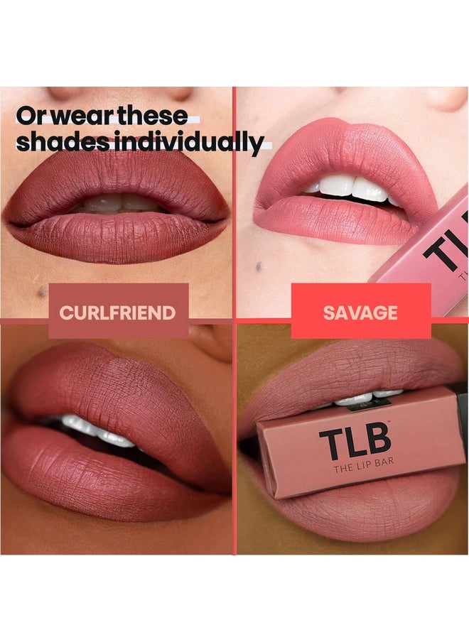 The Lip Bar Vegan Liquid Matte Mini Lipstick Duo Kit High Pigment & Long Lasting Curlfriend + Savage  - Image 4