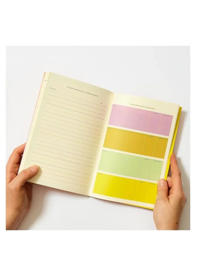 Raspberry Blossom Striped Family Weekly Planner