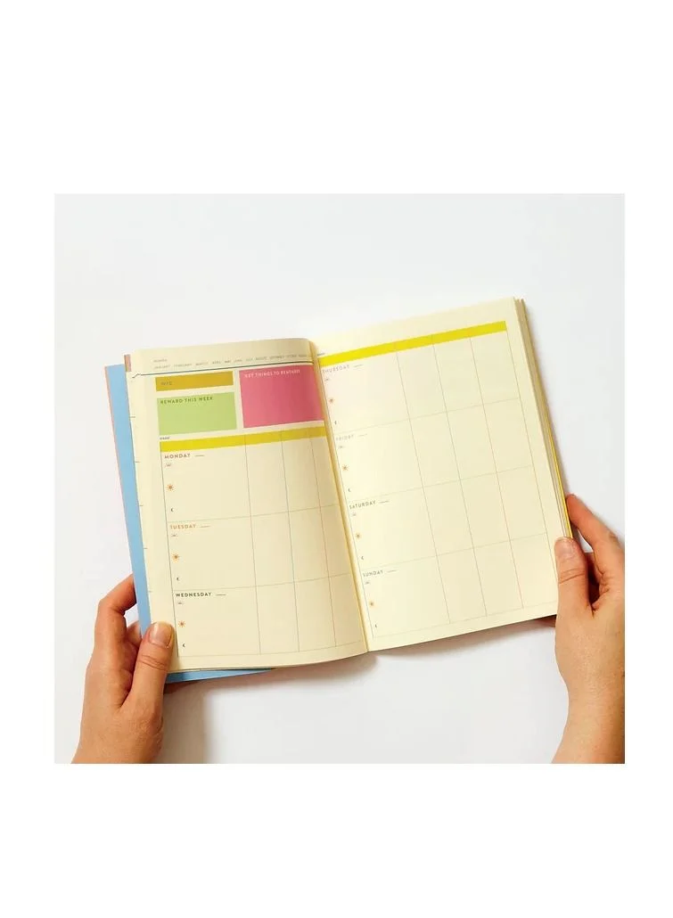 Raspberry Blossom Striped Family Weekly Planner