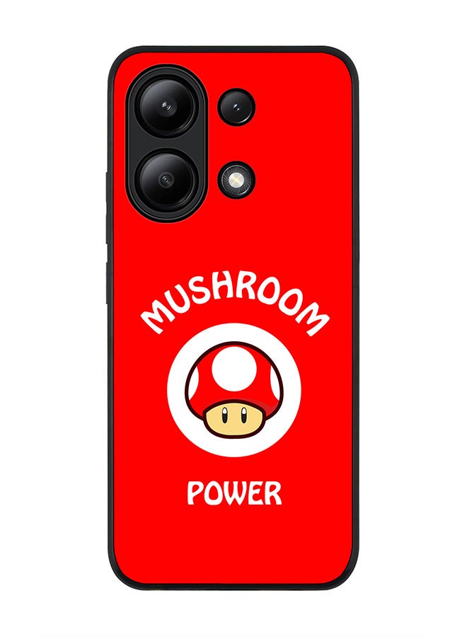 Stylizedd Rugged Black edge case for Xiaomi Redmi Note 13 4G, Slim fit Soft Case Flexible Rubber Edges Anti Drop TPU Gel Thin Cover -  Mushroom Power - Image 1