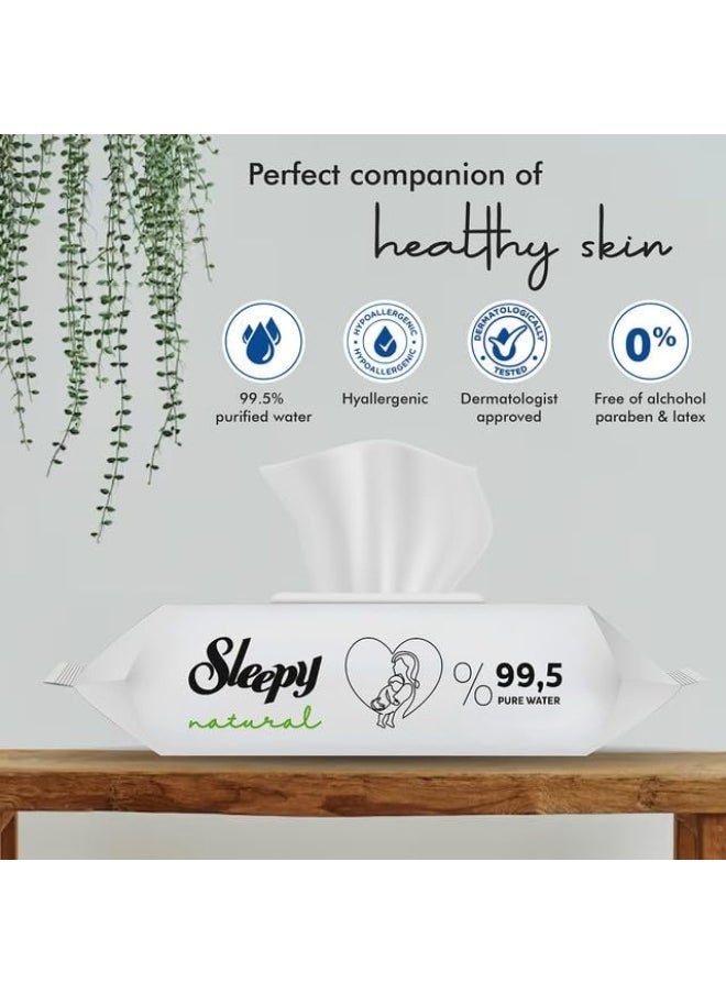 Sleepy Baby Care Wet Wipes, Natural, 180 Sheets, 60 X 3 Pack  - Image 2