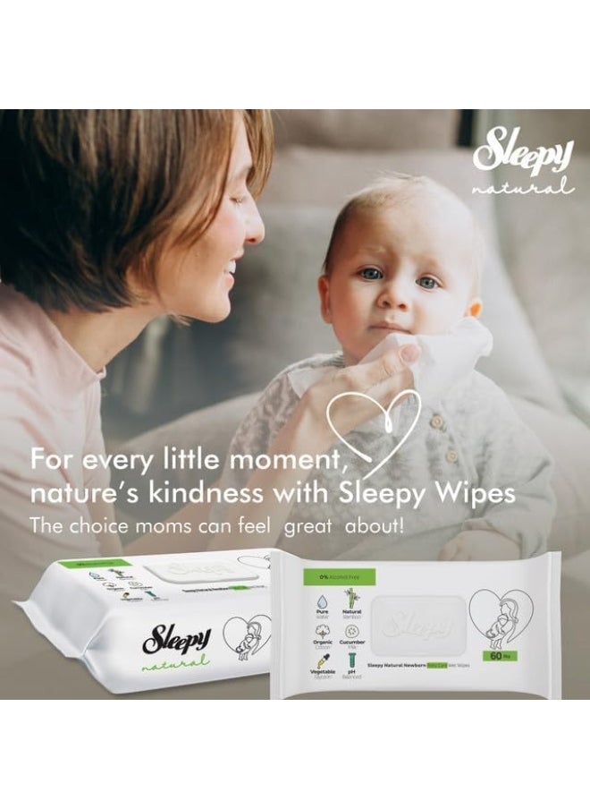 Sleepy Baby Care Wet Wipes, Natural, 180 Sheets, 60 X 3 Pack  - Image 3
