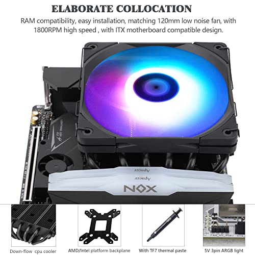Thermalright AXP-120-X67 Black ARGB Low Profile CPU Air Cooler with Quite 120mm TL-C12015B-S Low Profile PWM Fan, 6 Heat Pipes, 67mm Height, for AMD AM4/Intel LGA 1700/1150/1151/1851/1200/2011/2066 - Image 5