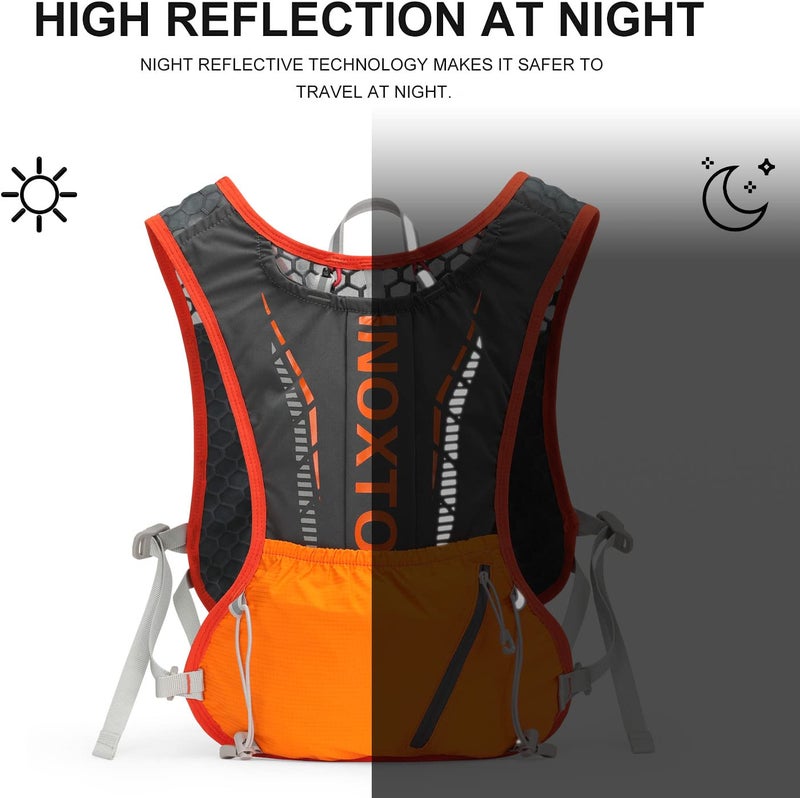 INOXTO Hydration Vest Backpack,Lightweight Water Running Vest Pack with 1.5L Water Bladder Bag Daypack for Hiking Trail Running Cycling Race Marathon for Women Men - Image 5