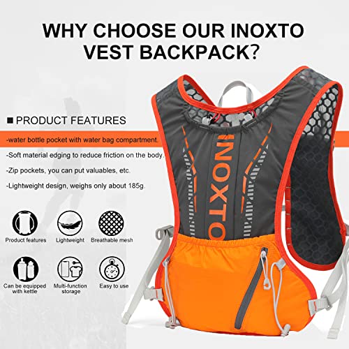 INOXTO Hydration Vest Backpack,Lightweight Water Running Vest Pack with 1.5L Water Bladder Bag Daypack for Hiking Trail Running Cycling Race Marathon for Women Men - Image 2