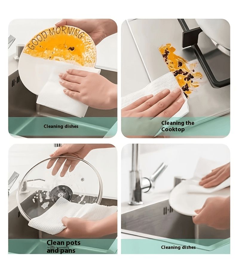 50pcs Thickened Disposable Kitchen Paper Towels Washable Wet Dry Cleaning Cute Cartoon Print - Image 2