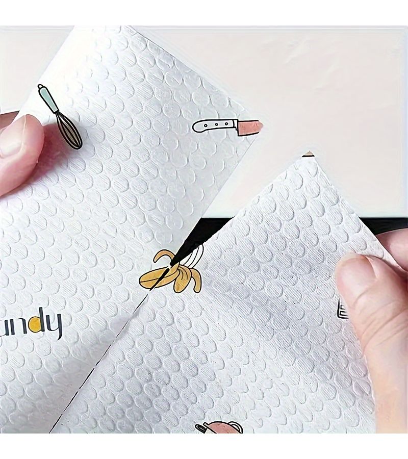 50pcs Thickened Disposable Kitchen Paper Towels Washable Wet Dry Cleaning Cute Cartoon Print - Image 5