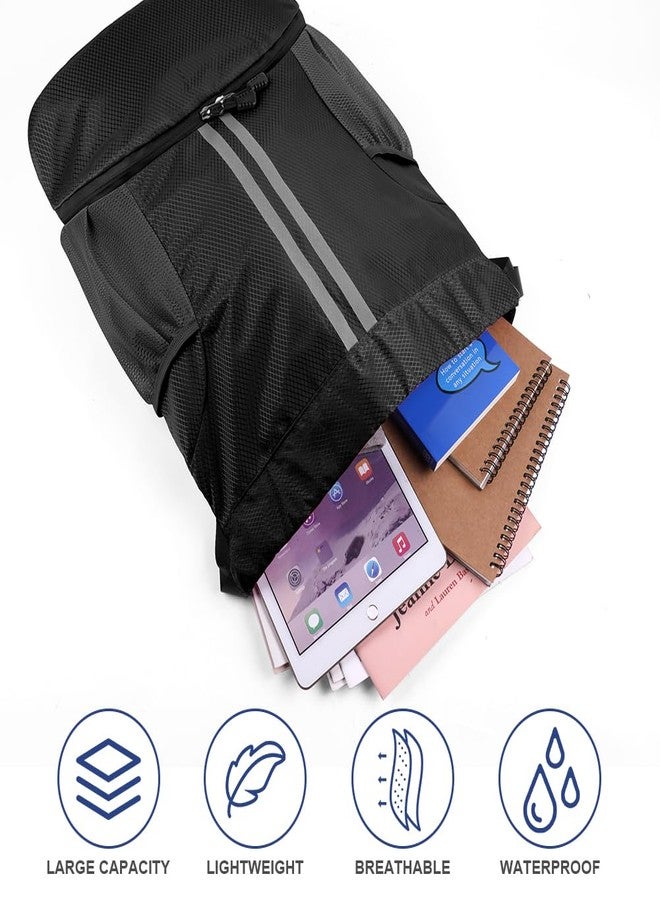 flintronic Sports Drawstring Bag, Waterproof Foldable Drawstring Backpack with Shoe Compartment and Mesh Water Bottle Pockets for Travel Gym Beach Pool, Black-A, 30*22*4cm, Sporty or elegant simple - Image 3