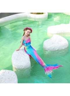 GGEROU Girls Swimwear Mermaid Tail Swimwear,Bikini Sets,Mermaid Costume Swimsuits for Kids  - Image 4