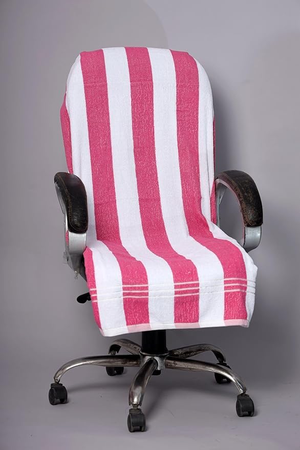 DRYHUG 100% Chair Bath Towel Soft for 500 GSM - Super Soft Office Chair Towel with Tie Knot (Pack of 1, White Pink Towel) Full Size 60x30in.LUXARY Items. - Image 3