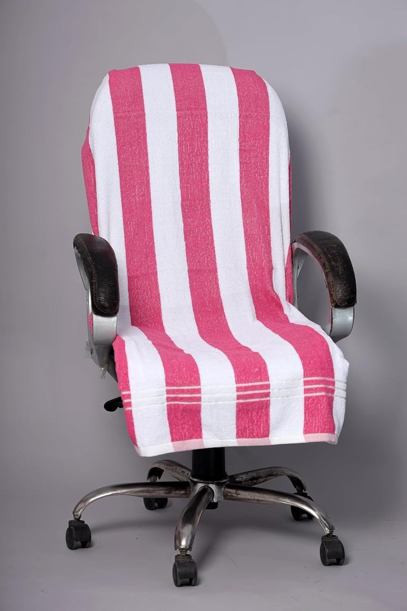 DRYHUG 100% Chair Bath Towel Soft for 500 GSM - Super Soft Office Chair Towel with Tie Knot (Pack of 1, White Pink Towel) Full Size 60x30in.LUXARY Items. - Image 2