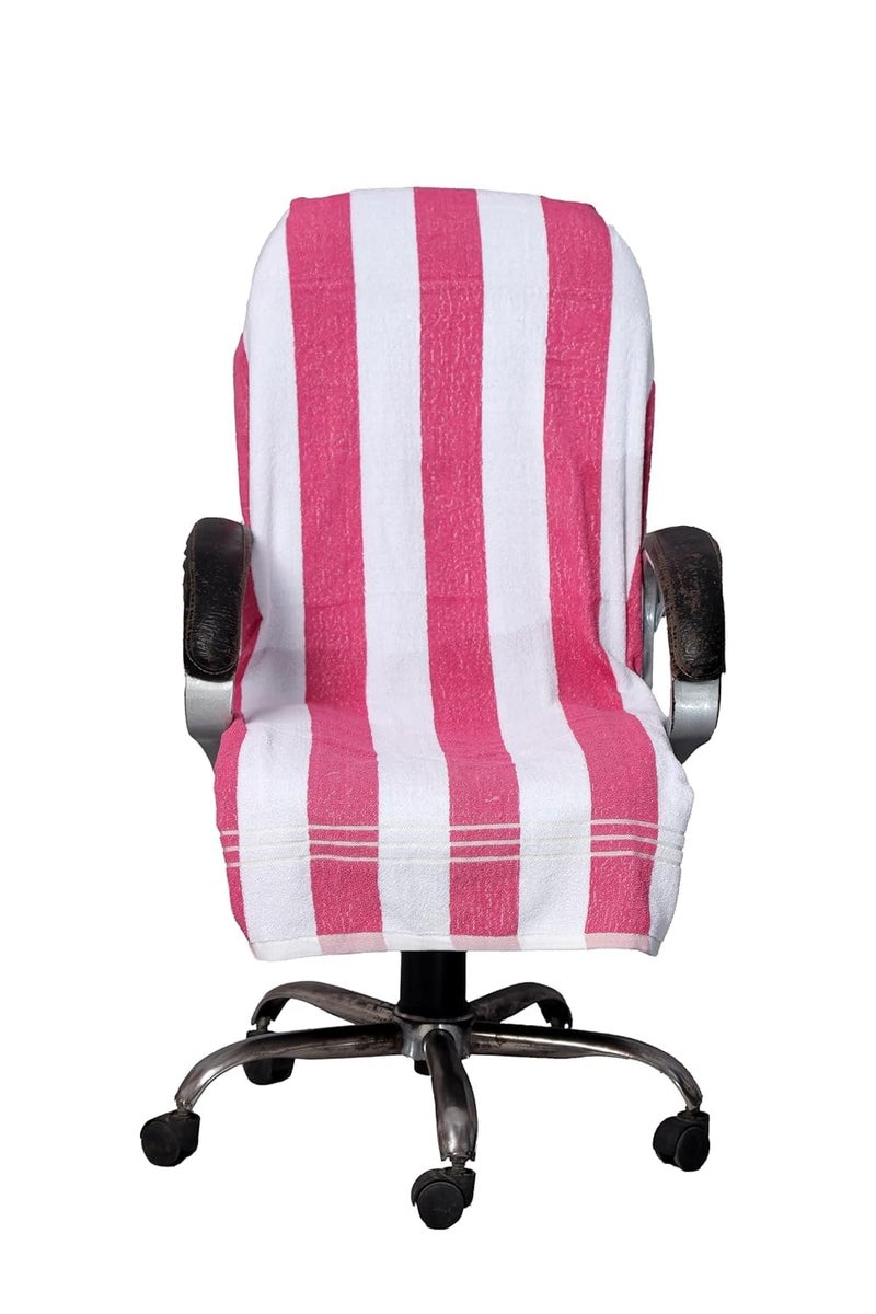 DRYHUG 100% Chair Bath Towel Soft for 500 GSM - Super Soft Office Chair Towel with Tie Knot (Pack of 1, White Pink Towel) Full Size 60x30in.LUXARY Items. - Image 1