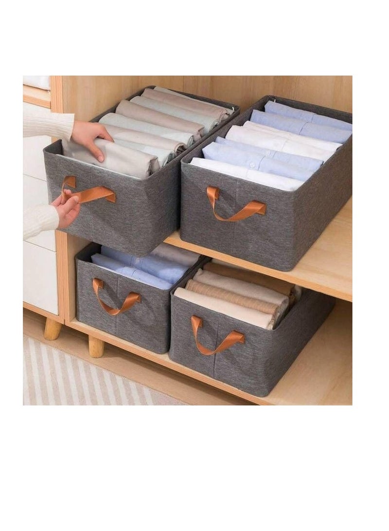 New Cationic Storage Basket with Steel Frame Fabric Foldable Clothes Organizer Box for Wardrobe - 1pc Large Size 45*30*20cm Multi - Image 2
