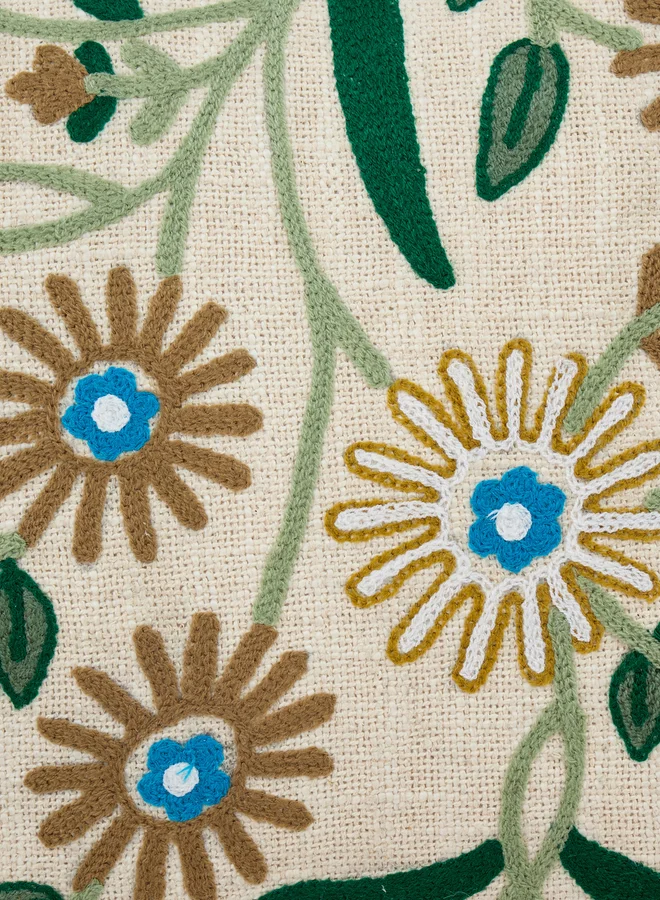 Styli 1-Piece Embroidered Square Cushion Cover 18X18Inches, Cotton