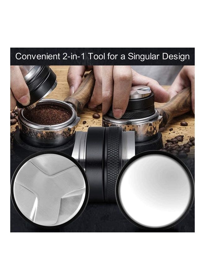 NIBEMINENT Compatible With 51mm Coffee Diffuser And Tamper 2 in 1 Double Headed Leveler Fits DeLonghi Special Portafilter, Adjustable Depth - Professional Espresso Hand Bands Black/Silver  - Image 5