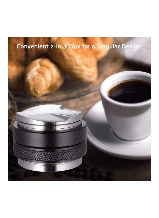 NIBEMINENT Compatible With 51mm Coffee Diffuser And Tamper 2 in 1 Double Headed Leveler Fits DeLonghi Special Portafilter, Adjustable Depth - Professional Espresso Hand Bands Black/Silver  - Image 3