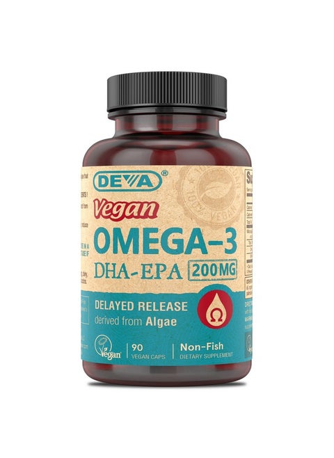 DEVA Nutrition Vegan Omega-3 DHA-EPA, from Micro Algae, Delayed Release, 90 Vegan Capsules, 1-Pack