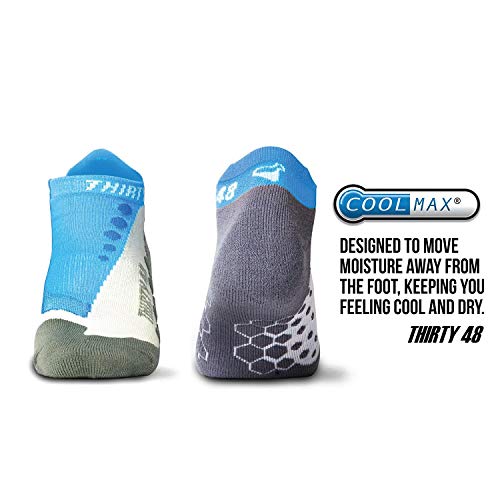 Thirty48 Running Socks for Men and Women Features Coolmax Fabric That Keeps Feet Cool & Dry - 1 Pair or 3 Pairs ([3 Pairs] Blue/Gray, Large) - Image 2