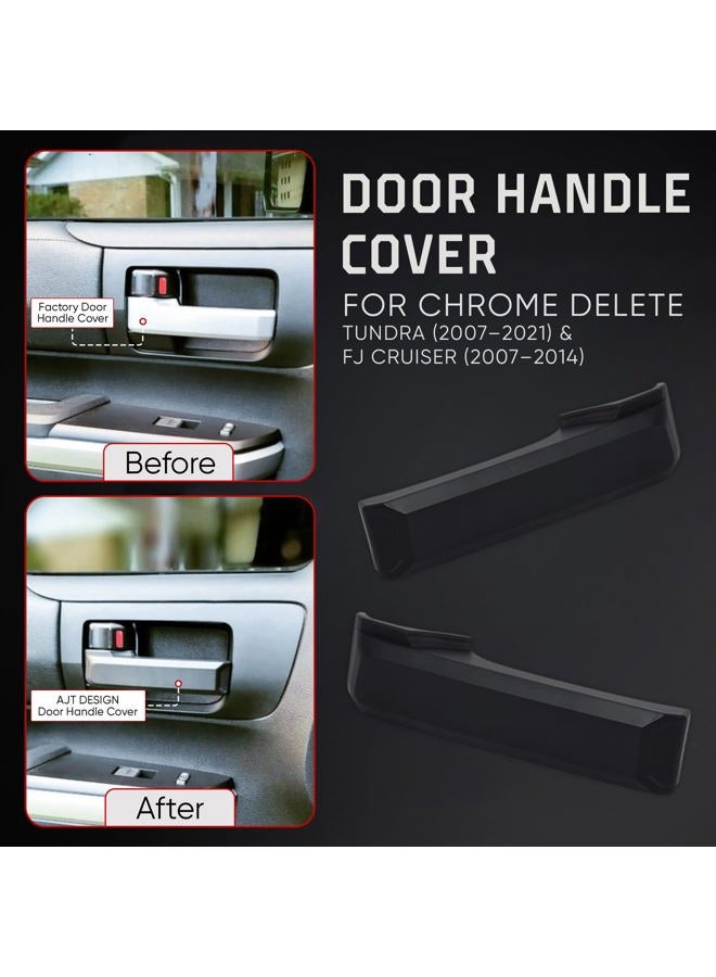 AJT DESIGN Car Door Handle Cover Compatible with Toyota Tundra (2007-2021) | ABS Plastic Front & Back Interior Door Handle Cover with Chrome Delete Finish | Made in USA - Black - Image 3