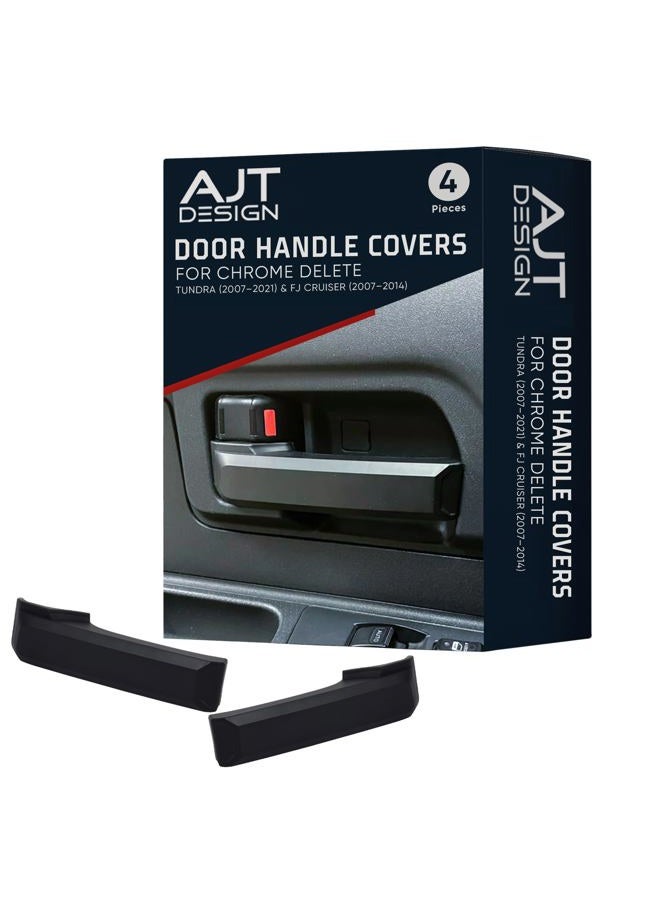 AJT DESIGN Car Door Handle Cover Compatible with Toyota Tundra (2007-2021) | ABS Plastic Front & Back Interior Door Handle Cover with Chrome Delete Finish | Made in USA - Black - Image 1