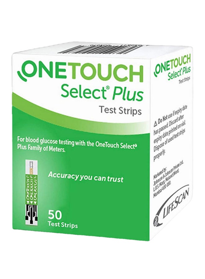 One Touch 50-Piece Select Plus Blood Glucose Testing Stripes - Image 1