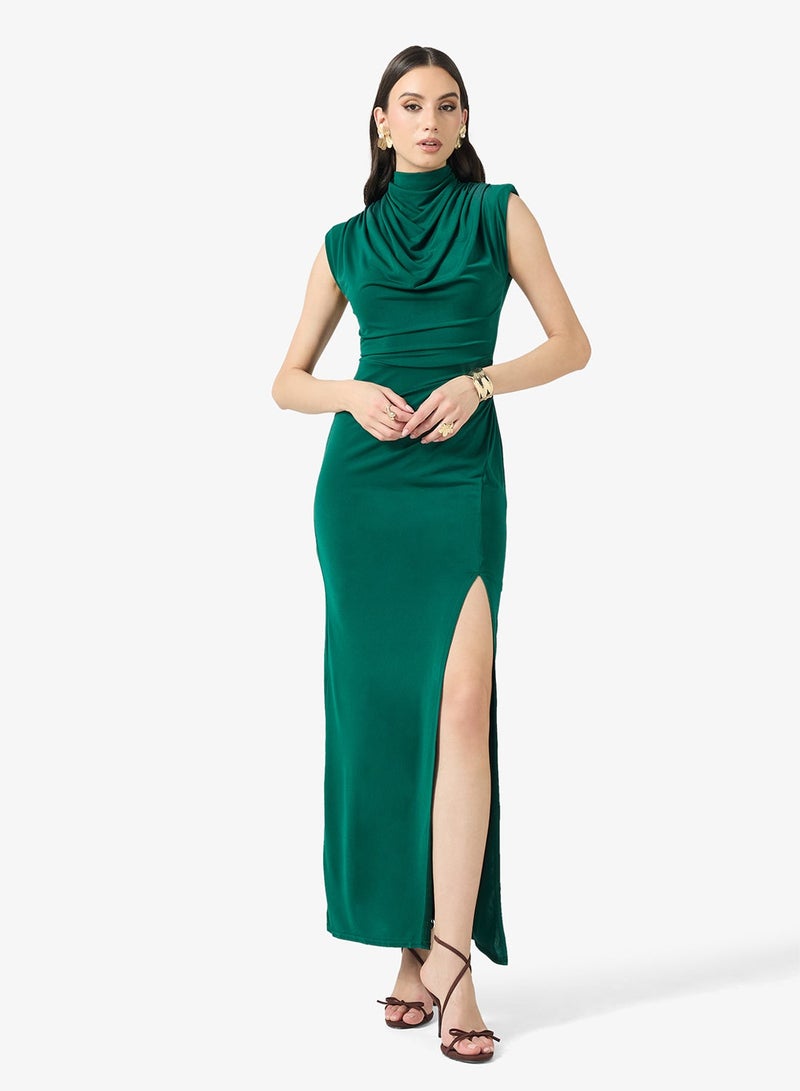 TFNC Solid Ruched Bodycon Maxi Dress - Image 2