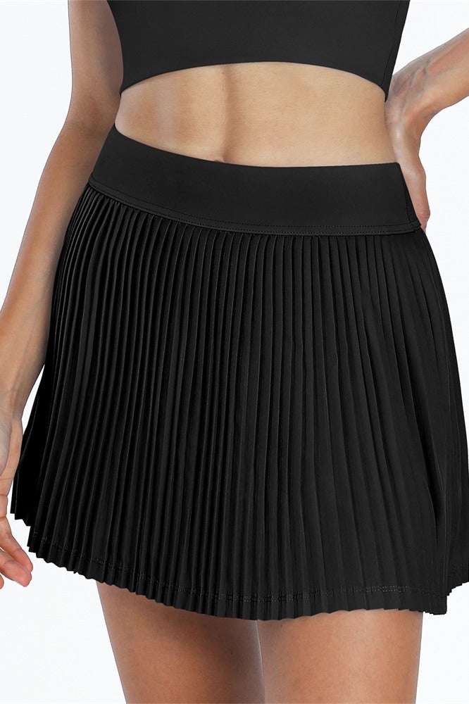 عام مطوي تنورة تنس للنساء مع جيوب السراويل النسائية عالية الخصر خفيفة الوزن رياضية جولف سكورتس التنانير - Image 2