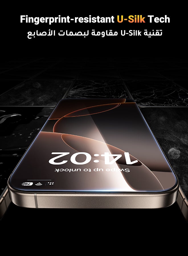 iPhone 16 Pro Max 2Pack Screen Protector Anti-Glare and 1Pack Camera Lens Protector Film Bundle with Installation Frame, Case Friendly 9H Tempered Glass Scratch-Resistant  Precise Hole Design