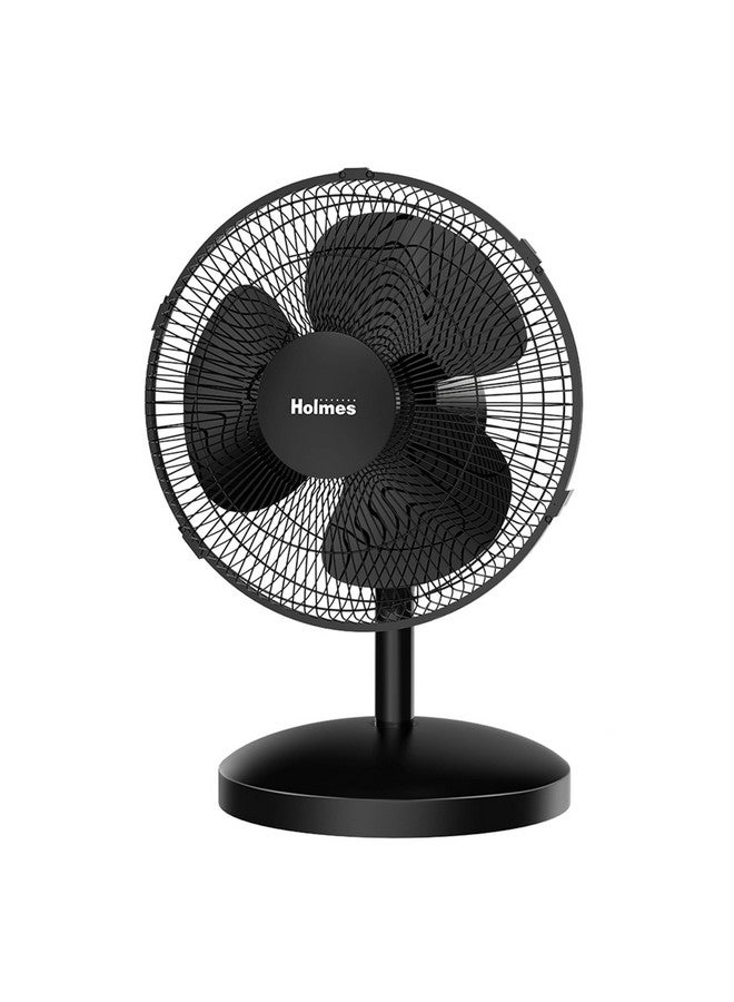 HOLMES 12" Table Fan, 75° Oscillation, 3 Speeds, 15° Adjustable Head Tilt, Ideal for Home, Bedroom or Office, Black - Image 1