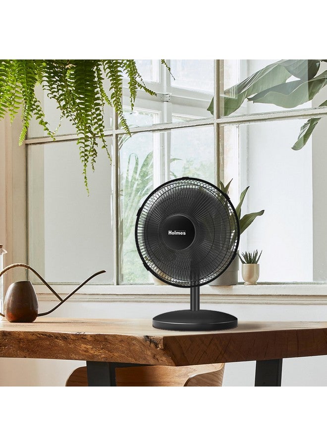 HOLMES 12" Table Fan, 75° Oscillation, 3 Speeds, 15° Adjustable Head Tilt, Ideal for Home, Bedroom or Office, Black - Image 5