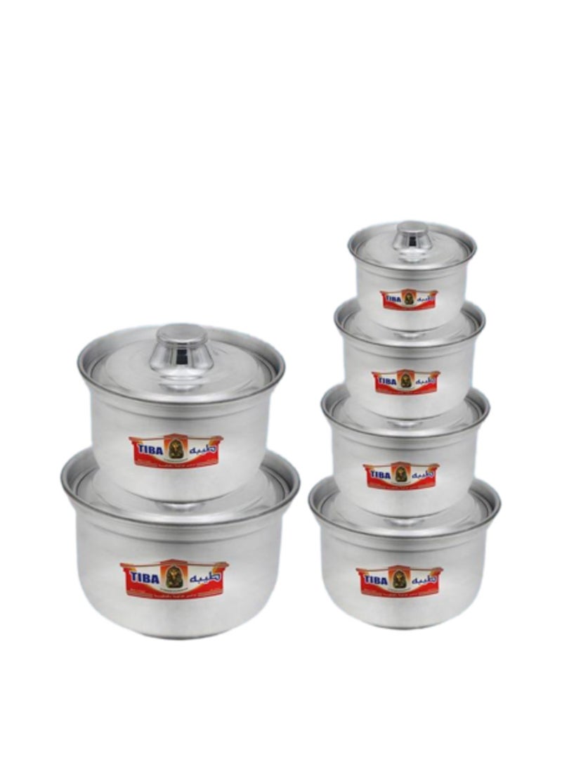 BASURRAH Basra Taiba Aluminum Pyramid Shiny Cooking Pot Set, 6 Round Pots, Made in Egypt  - Image 2