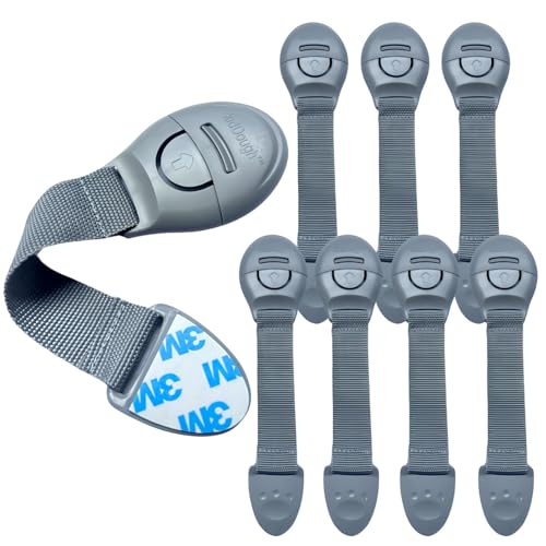 KidDough Furniture Safety Locks for Kids, Child Safety Locks for Drawers, Cabinets, Fridge, Cupboard Lock, Baby Proofing Product, Strong and Adhesive Safety Locks (Grey, 8 Grey Locks) - Image 1