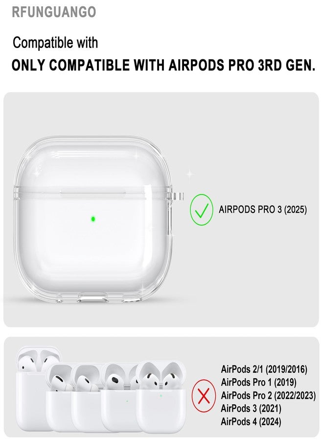 RFUNGUANGO AirPods Pro 3rd Generation Protective Case, Soft TPU Material, Transparent Design, Includes Cleaning Kit and Keychain, Compatible with AirPods Pro 3, Unisex - White - Image 2