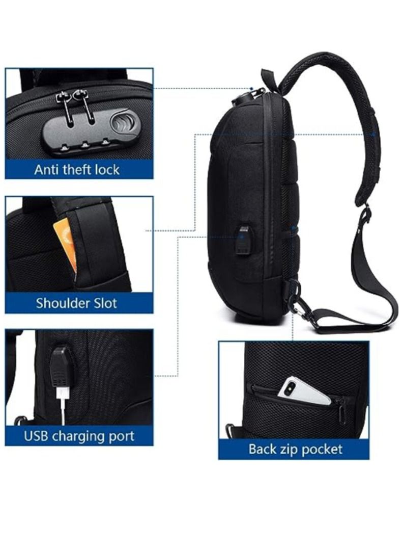 أوزوكو حقيبة ظهر بحمالة كتف مضادة للسرقة وحقيبة ظهر كروسبودي مقاومة للماء مع منفذ شحن USB خفيف الوزن غير رسمي - Image 2