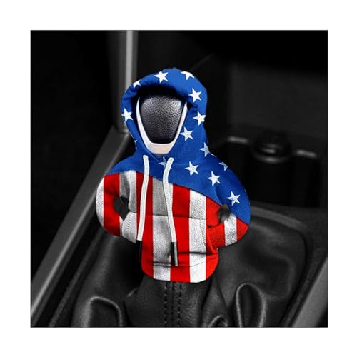 Bittwee Car Gear Shift Knob Hoodie, American US Flag Mini Sweater Gear Lever Cover, Cute Funny Vehicle Protector Decoration Accessories, Universal for Most Cars, SUVs, RVs（Blue/U+L） - Image 1
