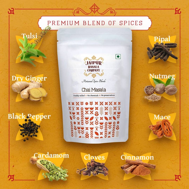 Jaipur Masala Company | Trial Combo Pack - Chai Masala, Kesar Chai Masala & Gulab Chai Masala | 100% Natural, Premium Spices, For Tasty Masala Tea | 100 gm each - Image 2