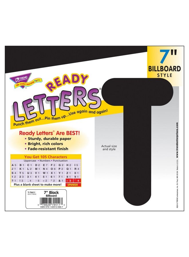 Trend Enterprises Trend Black 7-Inch Billboard Uppercase (En/Sp) Ready Letters, Bulletin Board Decor, 7-Inch, 105 Pieces - Image 3